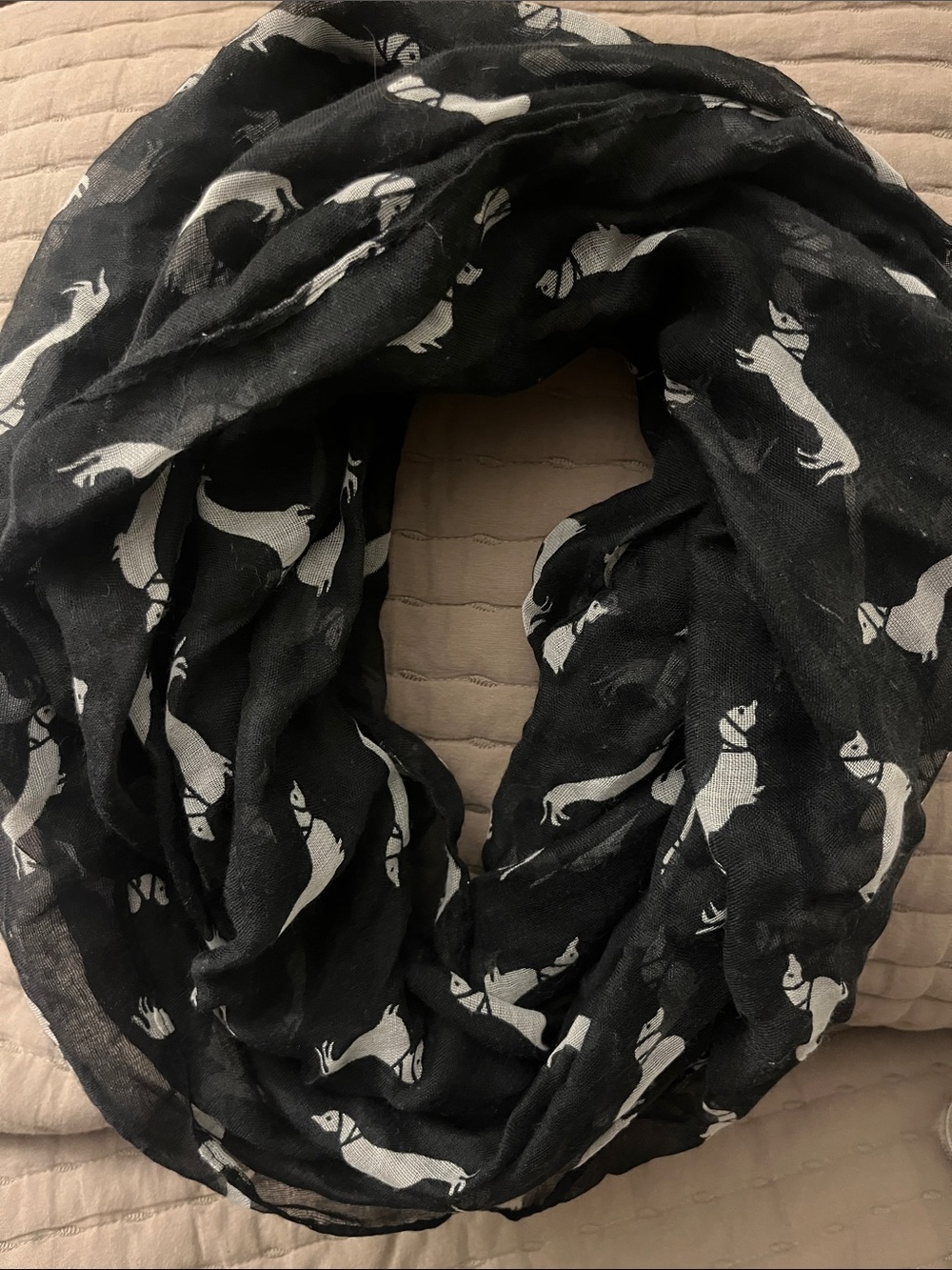 Manhattan Scarf Company Black Dachshund Print Infinity Scarf